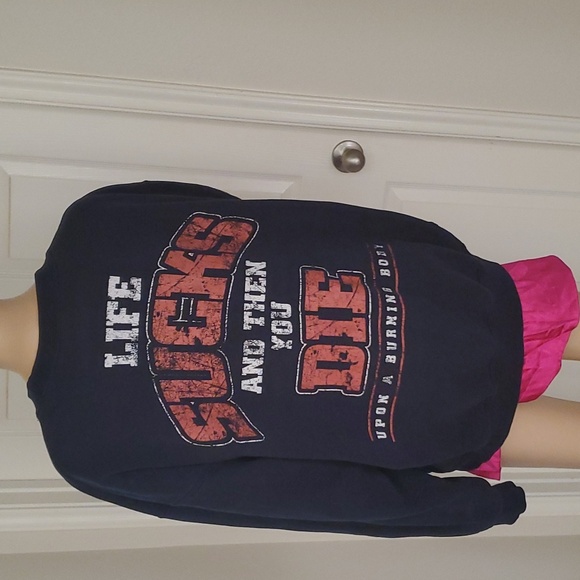 Gildan Other - XL Life sucks and then you die upon a burning body